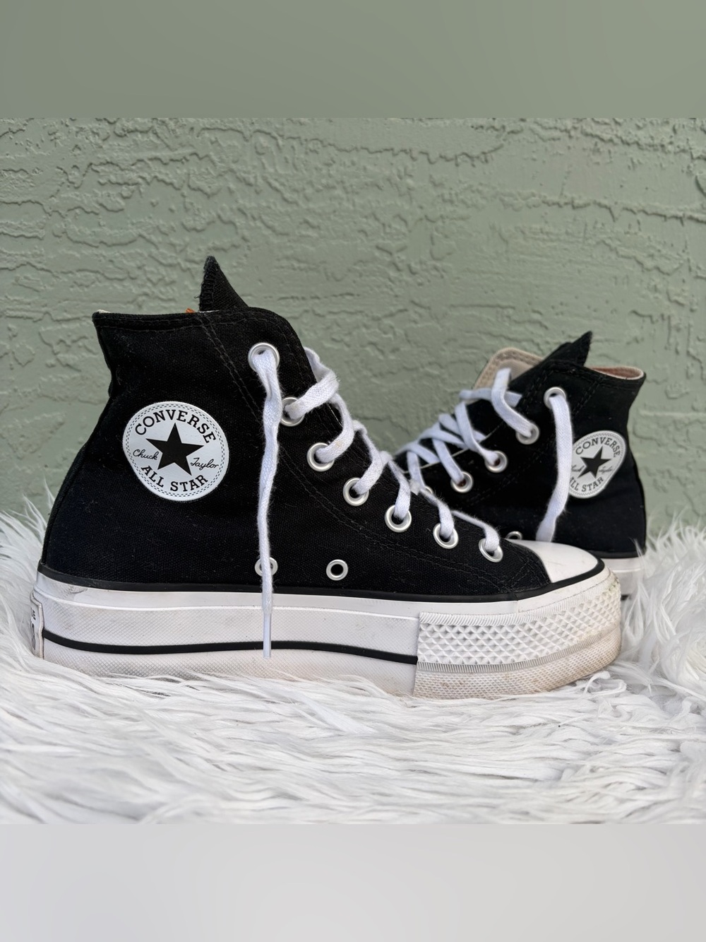 Converse Black High-Top Platform Sneakers with White Accents